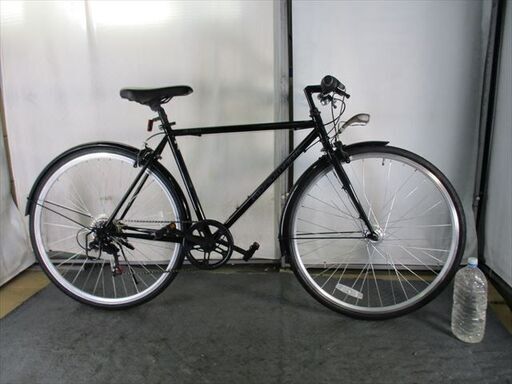 Ｄ165★19800円★整備済み スポーツ中古自転車 ブラック　LEDオートライト　6段変速【クロスバイク】