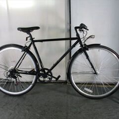 Ｄ165★19800円★整備済み スポーツ中古自転車 ブラック　LEDオートライト　6段変速【クロスバイク】