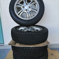  1シーズンのみ使用14インチスタッドレス&アルミ4本SET◆165-65-14 PCD100・4穴・オフセット44 ◆軽、コンパクトカーに！