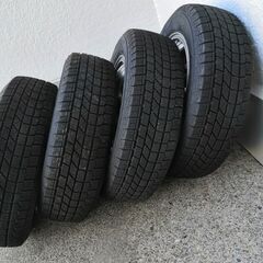  1シーズンのみ使用14インチスタッドレス&アルミ4本SET◆165-65-14 PCD100・4穴・オフセット44 ◆軽、コンパクトカーに！