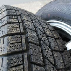  1シーズンのみ使用14インチスタッドレス&アルミ4本SET◆165-65-14 PCD100・4穴・オフセット44 ◆軽、コンパクトカーに！