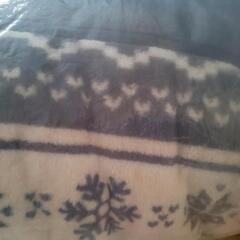 毛布、雪の結晶柄、ブルー×ホワイト