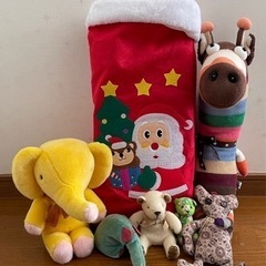 差し上げます！　クリスマスブーツと可愛いぬいぐるみ　お人形