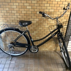 自転車　シティバイク　ママチャリ　黒　ブラック　27インチ　大き...