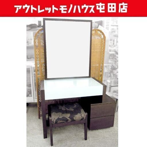 人気を誇る en moda casa 札幌市北区屯田 ガラス天板 椅子 鏡台 モーダ 