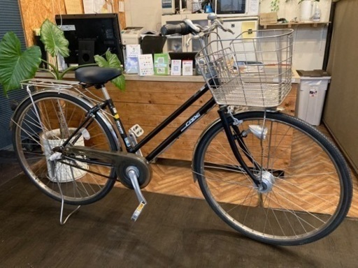 【前後タイヤ・前輪チューブ新品！maruishiベルトドライブ】LEDオートライト　内装3段　27インチ自転車　ブラック