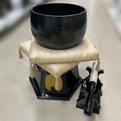 J3102 高級仏具　本手打　伸龍　銘　在銘 大型 特大おりん 御鈴　台座、りん棒付