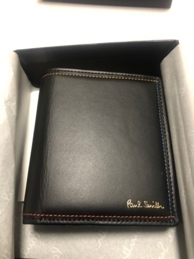 新品★ ポールスミス 財布 折り財布 ブライトストライプステッチ★ PSQ023 (ブラック)