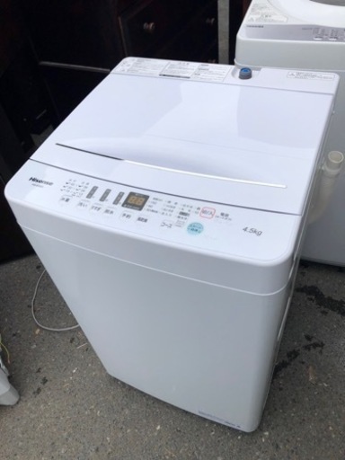 福岡市内配送設置無料　2021年式　ハイセンス 4．5kg全自動洗濯機 エディオンオリジナル ホワイト HW-E4503
