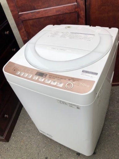 北九州市内配送無料　保証付き　2021年式7.0kg　SHARP 全自動洗濯機 ES-T713-T （ブラウン） 洗濯機本体