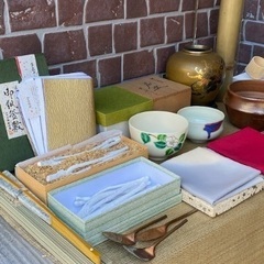 ① 茶道具色々纏めて茶碗銅花瓶枝炭炉用風炉用紙釜敷柄杓象彦漆器灰匙