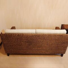 苫小牧発 a.flat/エーフラット ウォーターヒヤシンス 2.5人掛けソファー ファブリック リゾート家具 アジアン