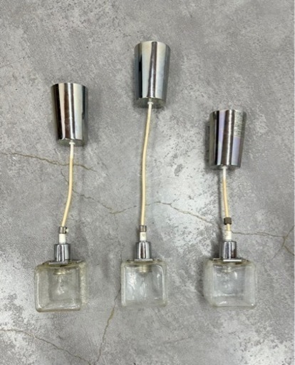 SNT130 ペンダントライト　CRACK CUBE■ 照明器具 KISHIMA キシマ クリアー 1灯タイプ 3個セット　中古　ガラス