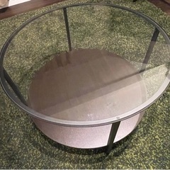 IKEAコーヒーテーブル 丸テーブル ガラステーブル
