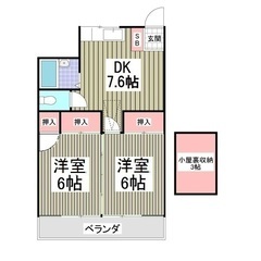 ✨『2DK』松戸市六高台✨敷金礼金無料💰✨さらにフリーレント1ヶ月付‼️😳✨駐車場有り🚗✨収納スペース有りwの画像