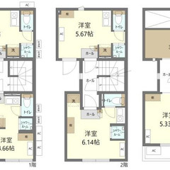 🏠民泊可　新築アパート１棟貸し　月額44万円(税込)　新宿　WiFi完備　１R×５室の画像