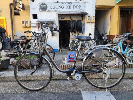 　電動自転車　パナソニック　２６インチ　バッテリー　充電器　カギ　付き　茶色　配達可能
