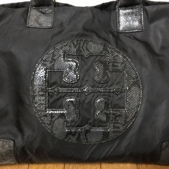 TORY BURCH トリーバーチ トートバッグ パイソン ナイロン 黒