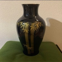 花瓶 岡山 竹 金 骨董品 ネイビー ゴールド フラワーベース 和室
