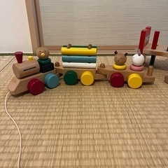 【値下げ】木のおもちゃセット ミキハウス  列車、IKEA ハンマー