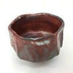 【🔥骨董品🔥】 加藤土代久 鼠志野 割高台茶碗 美濃焼 共布 共箱 茶碗 