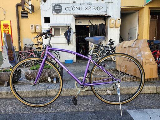 　クロスバイク　２７インチ　６変速　紫　配達可能