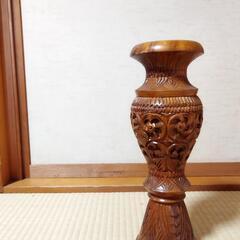 木彫り　花瓶　花壺　フラワーベース　アジアン　エスニック