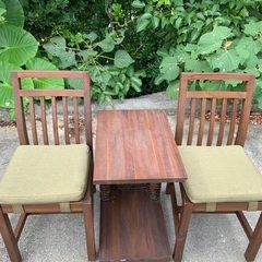 アジアン家具 サイドテーブル＆椅子2脚 グリーン