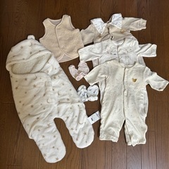 50〜60 赤ちゃん服 女の子 ロンパース 冬服