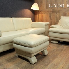 ☑️ヤフ売約済　ジモ特割　送無料〜　総70万大型ラウンジリビング本革張りソファーセット　コーナーL字