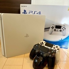箱・説明書付き】PS4 Glacier White 500GB 純正コントローラー2個付き
