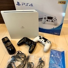 箱・説明書付き】PS4 Glacier White 500GB 純正コントローラー2個付き