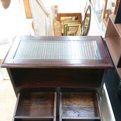 アジアン家具 B-COMPANY ビーカンパニー ドロワー チェスト キャビネット ガラス天板 マホガニー無垢材■幅82㎝×奥行41㎝×高さ92㎝■近隣配送無料 買取帝国 朝霞店 アジアン家具 B-COMPANY ビーカンパニー ドロワー チェスト