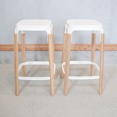 イタリアMAGIS(マジス)社のロナン＆エルワン・ブルレックデザイン スティールウッド スツール 2脚セットです。木とスチールの異素材の組み合わせにより重厚さと軽やかさを併せ持つカウンターチェア♪DK345