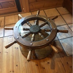 船の舵輪　テーブル　マリン　アンティーク　インテリア