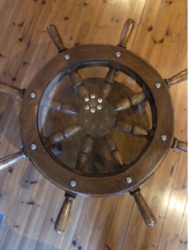 船の舵輪　テーブル　マリン　アンティーク　インテリア
