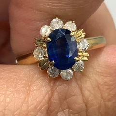 K18 18金 サファイヤリング ダイヤモンドリング 2.3g 1ct 0.36ct