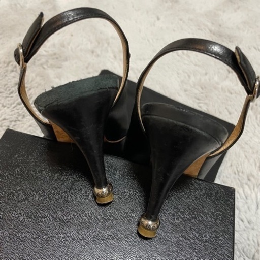 シャネル パンプス 35 1/2 サンダル ヒール ラウンドトゥココマーク