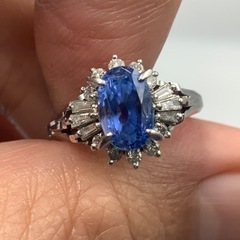 Pt900 プラチナ900 サファイヤリング ダイヤモンドリング 4.9g 2.01ct 
