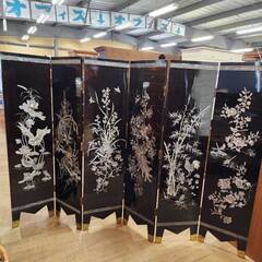 【愛品倶楽部柏店】6連 螺鈿細工衝立 