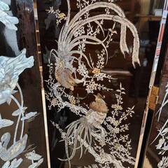 【愛品倶楽部柏店】6連 螺鈿細工衝立 