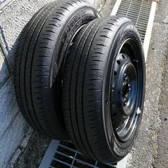 新車外し　軽用ノーマルタイヤ　鉄ホイール付き