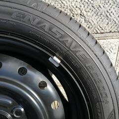 新車外し　軽用ノーマルタイヤ　鉄ホイール付き