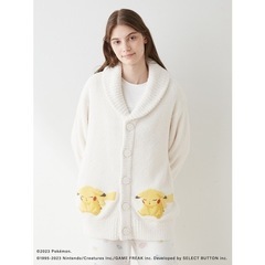 カーディガン　ジェラピケポケモン　ショッパーと布袋付き　ベビモコジャガードショール 　 ピカチュウSMサイズ