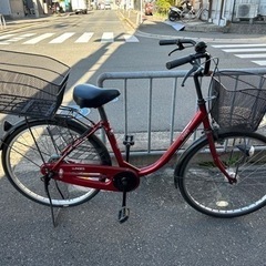 24インチ 自転車 ママチャリ 全カバー 前後カゴ付き 中古 L...