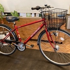 【前後タイヤ・チューブ新品！】 LEDオートライト　6段変速　27インチ自転車　マゼンダ 前後タイヤ・チューブ新品！】 LEDオートライト 6段変速 27インチ