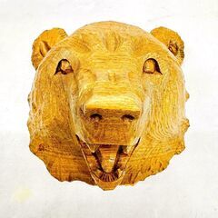 【送料無料】民芸品 木彫り熊 一刀作 面 マスク レリーフ 北海道