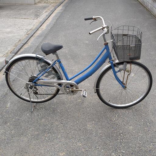 26インチ 青 自転車 6段変速