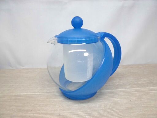 ティーポット　茶こし付き　 ガラス製品　ブルー