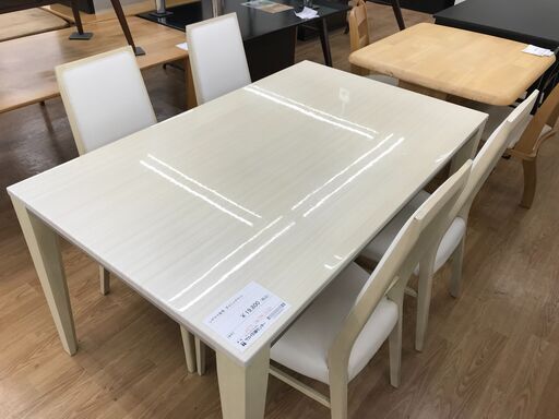 ★ジモティ割あり★ シギヤマ家具 ダイニングセット ホワイト H71×W140×D85 クリーニング済み KJ3825